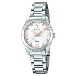 New Orologio Festina Donna Collezione Mademoiselle In Acciaio Con Quadrante Argentè E Zirconi Donna Orologi Festina Donna