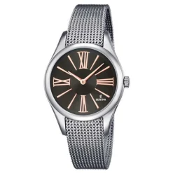 Clearance Orologio Festina Donna In Acciaio Con Quadrante Grey E Bracciale Maglia Milano Donna Orologi Festina Donna