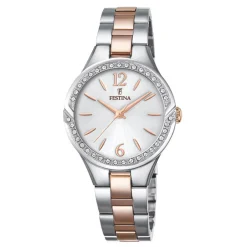 Discount Orologio Festina Donna In Acciaio Placcato Oro Rosa Con Lunetta in Strass Bianchi Donna Orologi Festina Donna