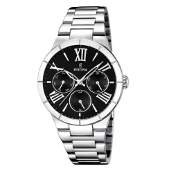Hot Orologio Festina Donna Multifunzione In Acciaio Con Quadrante Nero Donna Orologi Festina Donna