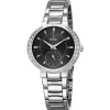 Discount Orologio Festina Donna Nuova Collezione Mademoiselle Nero In Acciaio Con Lunetta In Strass Donna Orologi Festina Donna