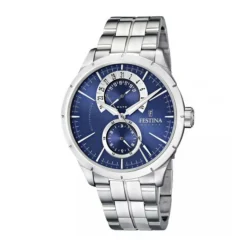 New Orologio Festina Elegance Uomo Multifunzione In Acciaio Con Quadrante Blu Uomo Orologi Festina Uomo