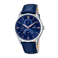 Sale Orologio Festina Retro Azzurro Pelle Quartz 43 mm Uomo Orologi Festina Uomo