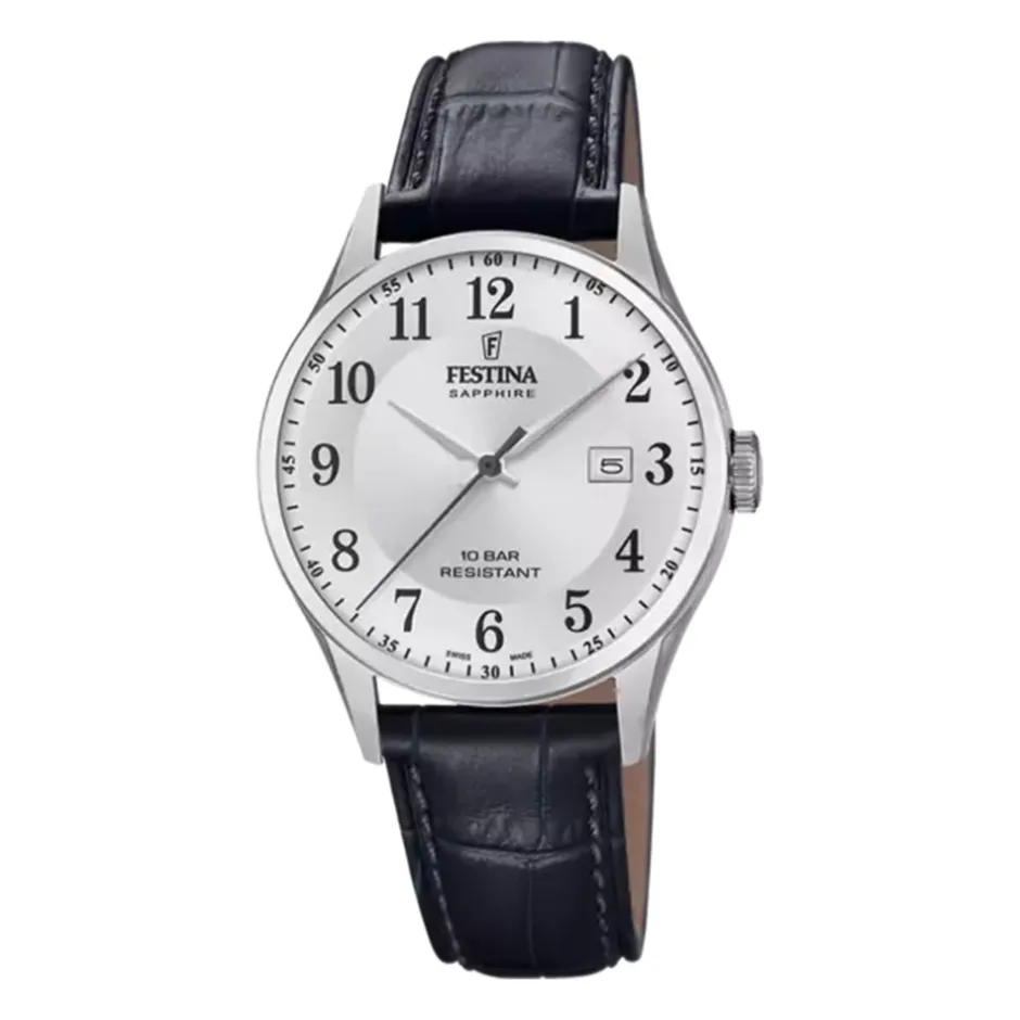 Discount Orologio Festina Solo Tempo Swiss Made Argento 40 mm Uomo Orologi Festina Uomo