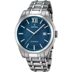 Discount Orologio Festina Sport Automatic Uomo In Acciaio Con Quadrante Blu a Scacchi Uomo Orologi Festina Uomo