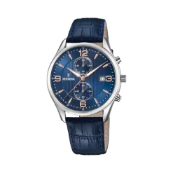 Hot Orologio Festina Timeless Chronograph Azzurro in Pelle Uomo Orologi Festina Uomo