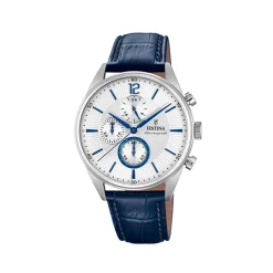 New Orologio Festina Uomo Chronograph In Acciaio e Pelle 42 mm Uomo Orologi Festina Uomo