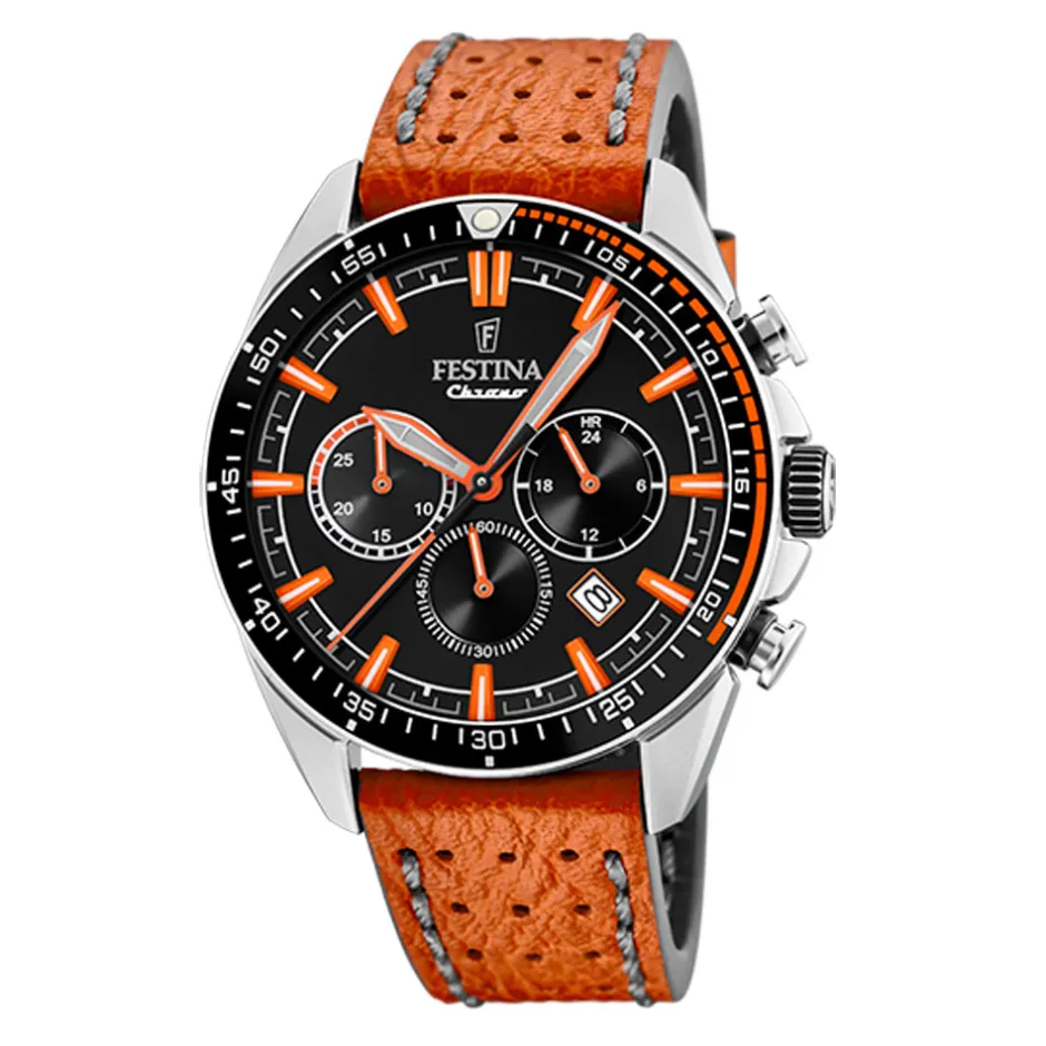 Best Orologio Festina Uomo Chrono Sport In Acciaio e Pelle 44 mm Uomo Orologi Festina Uomo
