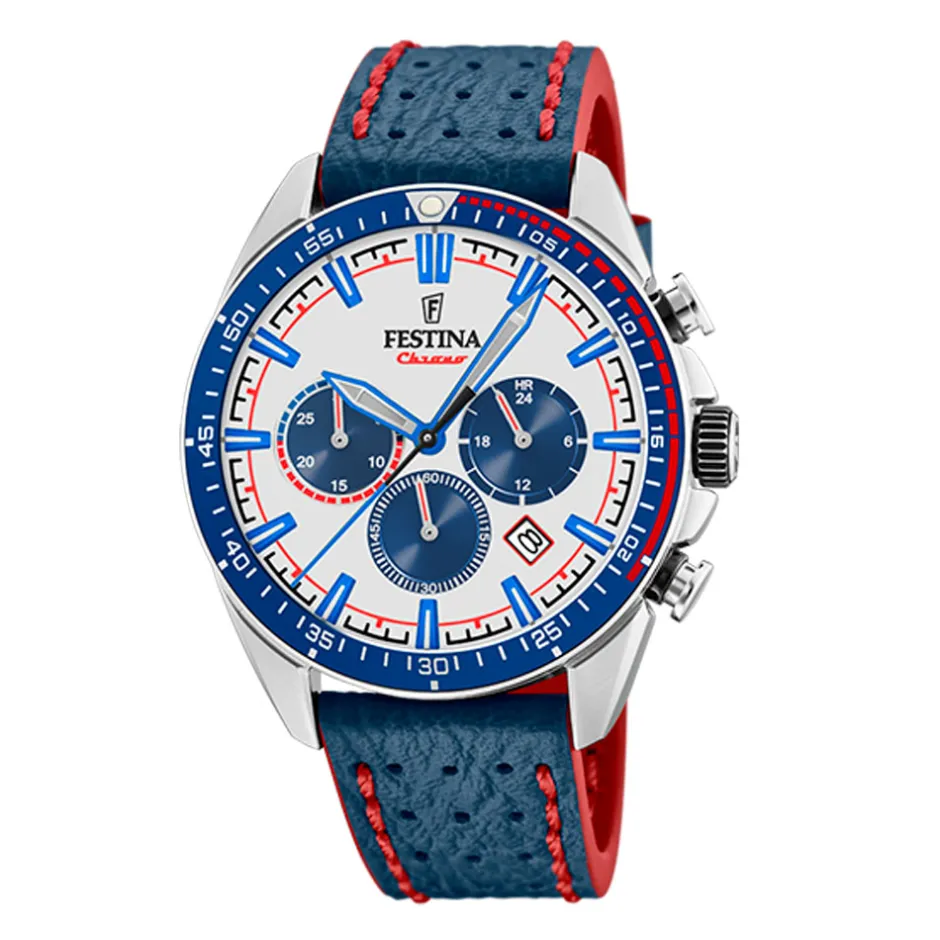 Outlet Orologio Festina Uomo Chrono Sport Uomo In Acciaio e Pelle 44 mm Uomo Orologi Festina Uomo