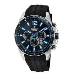 Hot Orologio Festina Uomo Chronograph Con Quadrante Nero e Cassa MM. 47 con Cinturino in Gomma Nero Uomo Orologi Festina Uomo