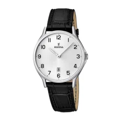 New Orologio Festina Uomo Collezione Classic In Acciaio MM. 40 con Cinturino in Pelle Nero Uomo Orologi Festina Uomo