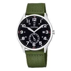 Best Orologio Festina Uomo Collezione Retro Con Quadrante Nero e Cinturino In Canvas Verde Nato Uomo Orologi Festina Uomo