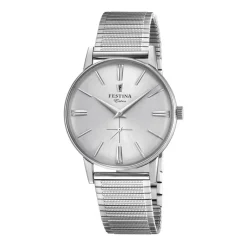 Fashion Orologio Festina Uomo Collezione Extra Cassa In Acciaio MM. 36 Con Quadrante Argentè E Cinturino Elastico Uomo Orologi Festina Uomo