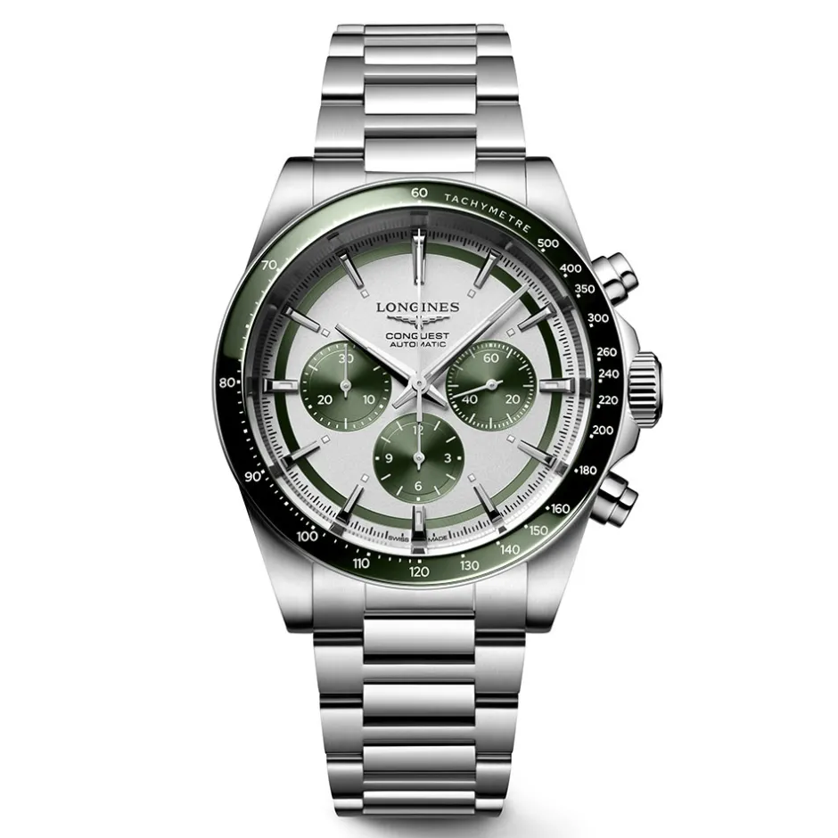 Best Orologio Longines Conquest Chronograph Bianco e Verde 42 mm Uomo Orologi Longines Uomo