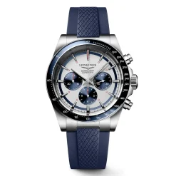 Outlet Orologio Longines Conquest Chronograph Bianco e Blu 42 mm Uomo Orologi Longines Uomo