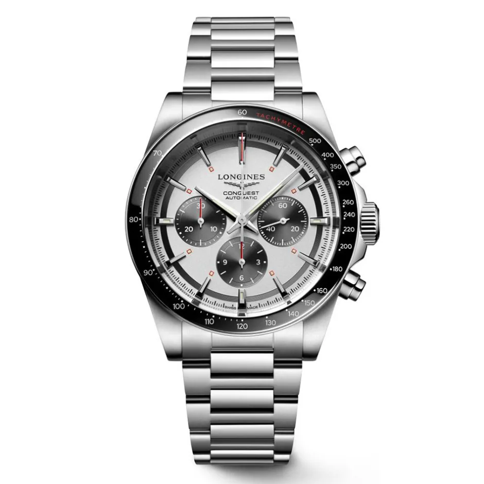 Sale Orologio Longines Conquest Chronograph Bianco e Nero 42 mm Uomo Orologi Longines Uomo