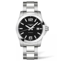 Hot Orologio Longines Conquest Quarzo Acciaio Nero 41 mm Uomo Orologi Longines Uomo