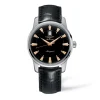 Clearance Orologio Longines Conquest Heritage Automatico Nero Laccato Lucido Pelle Nera 40 mm Uomo Orologi Longines Uomo