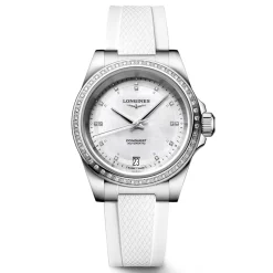 Clearance Orologio Longines Conquest Bianco Caucciu Automatico 34 mm Donna Orologi Longines Donna