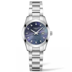 Outlet Orologio Longines Conquest Classic Quarzo Acciaio Madreperla Nera 29,5 mm Donna Orologi Longines Donna