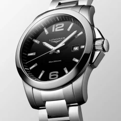 Hot Orologio Longines Conquest Quarzo Acciaio Nero 41 mm Uomo Orologi Longines Uomo