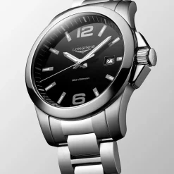 Fashion Orologio Longines Conquest Nero Quartz 41 mm Uomo Orologi Longines Uomo