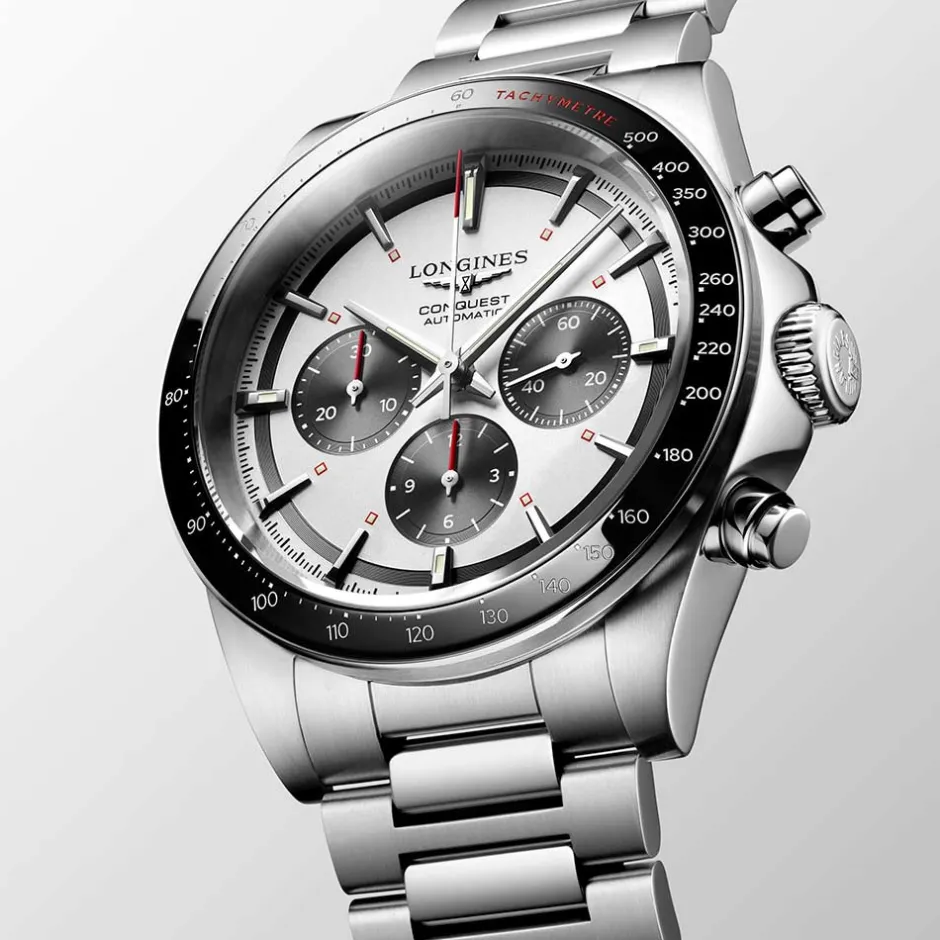 Sale Orologio Longines Conquest Chronograph Bianco e Nero 42 mm Uomo Orologi Longines Uomo