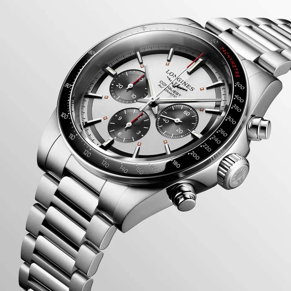 Sale Orologio Longines Conquest Chronograph Bianco e Nero 42 mm Uomo Orologi Longines Uomo