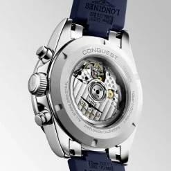 Outlet Orologio Longines Conquest Chronograph Bianco e Blu 42 mm Uomo Orologi Longines Uomo