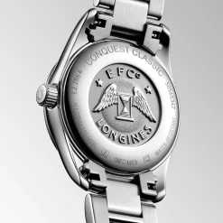 Outlet Orologio Longines Conquest Classic Quarzo Acciaio Madreperla Nera 29,5 mm Donna Orologi Longines Donna