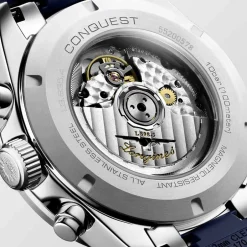 Outlet Orologio Longines Conquest Chronograph Bianco e Blu 42 mm Uomo Orologi Longines Uomo