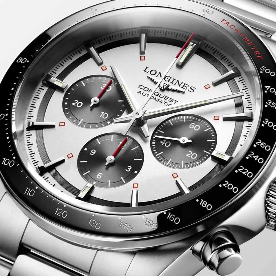 Sale Orologio Longines Conquest Chronograph Bianco e Nero 42 mm Uomo Orologi Longines Uomo