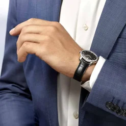 Clearance Orologio Longines Conquest Heritage Automatico Nero Laccato Lucido Pelle Nera 40 mm Uomo Orologi Longines Uomo