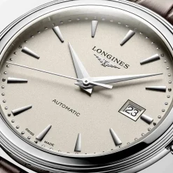 Sale Orologio Longines Flagship Automatico Beige Pelle Marrone 40 mm Uomo Orologi Longines Uomo