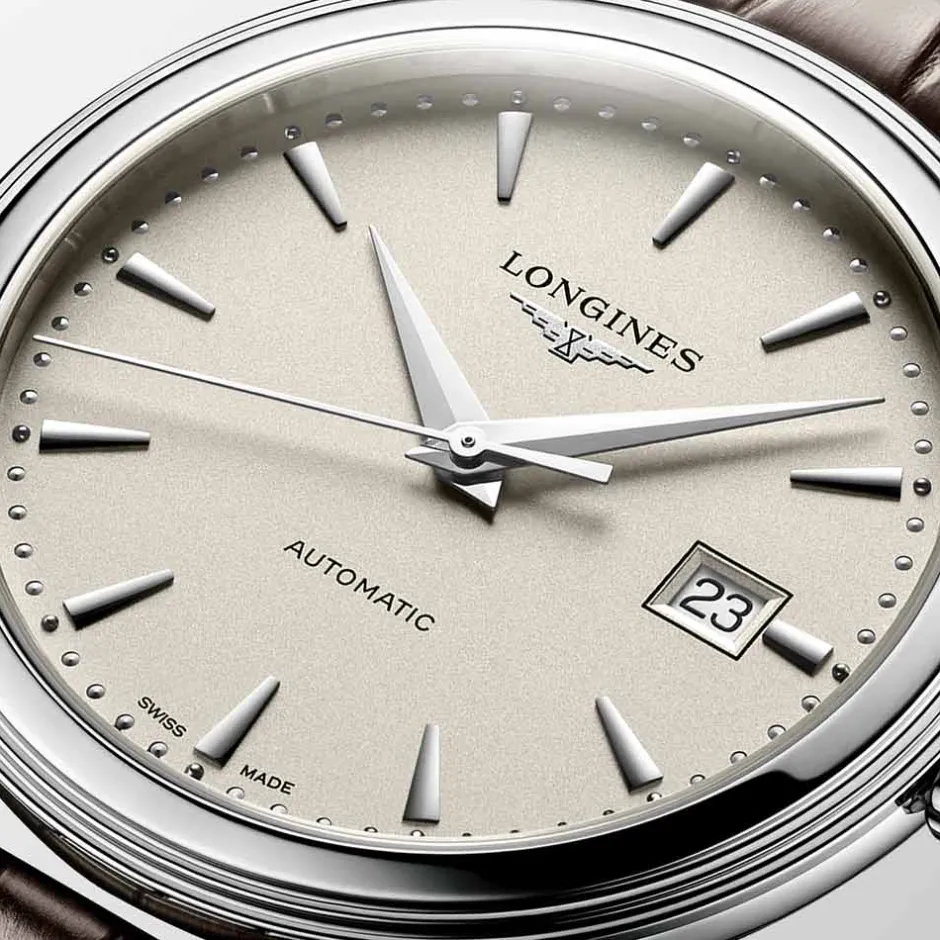 Sale Orologio Longines Flagship Automatico Beige Pelle Marrone 40 mm Uomo Orologi Longines Uomo