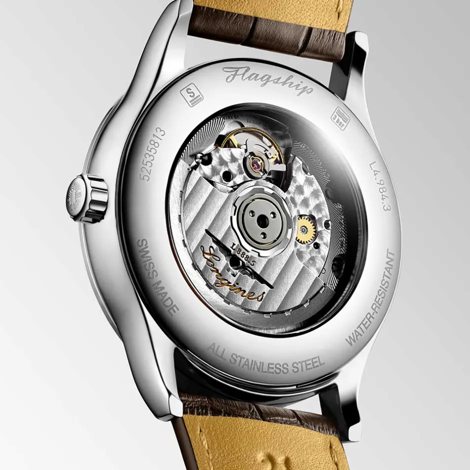 Sale Orologio Longines Flagship Automatico Beige Pelle Marrone 40 mm Uomo Orologi Longines Uomo