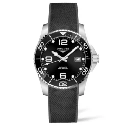 Outlet Orologio Longines Hydroconquest Nero Caucciu Automatico 39 mm Uomo Orologi Longines Uomo