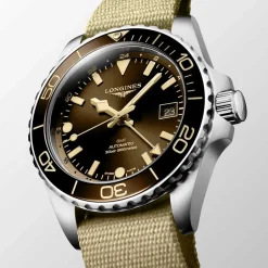 Fashion Orologio Longines Hydroconquest GMT Nato Marrone 41 mm Uomo Orologi Longines Uomo