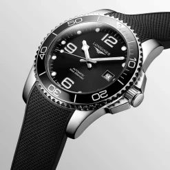 Outlet Orologio Longines Hydroconquest Nero Caucciu Automatico 39 mm Uomo Orologi Longines Uomo