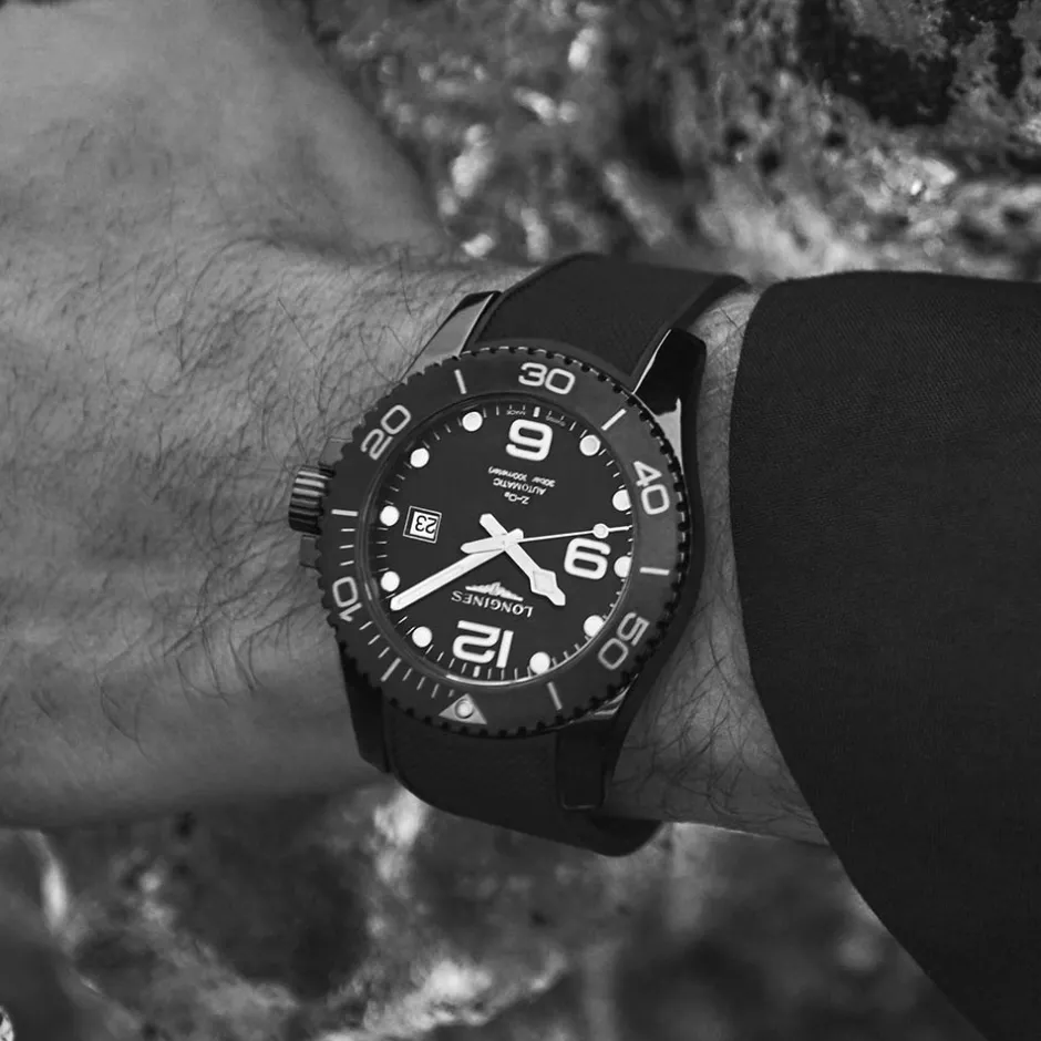 Clearance Orologio Longines Hydroconquest Automatico Nero Caucciù 43 mm Uomo Orologi Longines Uomo
