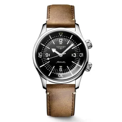Clearance Orologio Longines Legend Diver Nero Pelle Automatico 39 mm Donna Orologi Longines Donna | Orologi Longines Uomo