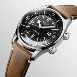 Clearance Orologio Longines Legend Diver Nero Pelle Automatico 39 mm Donna Orologi Longines Donna | Orologi Longines Uomo