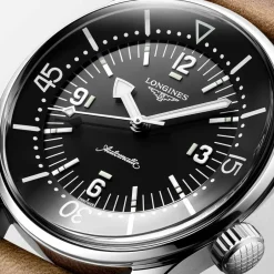 Clearance Orologio Longines Legend Diver Nero Pelle Automatico 39 mm Donna Orologi Longines Donna | Orologi Longines Uomo