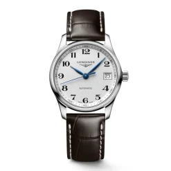 Outlet Orologio Longines Master Collection Automatico Argento Pelle Marrone 34 mm Donna Orologi Longines Donna
