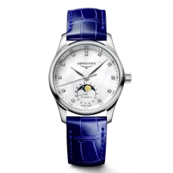 Hot Orologio Longines Master Collection Fasi Lunari Acciaio Pelle Blu 34 mm Donna Orologi Longines Donna
