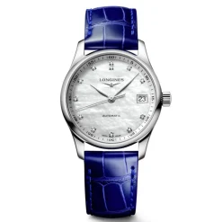 Fashion Orologio Longines Master Collection Automatico Madreperla Pelle Blu 34 mm Donna Orologi Longines Donna
