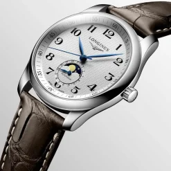 New Orologio Longines Master Collection Automatico Argento Pelle Marrone 40 mm Uomo Orologi Longines Uomo