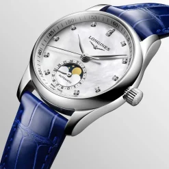 Hot Orologio Longines Master Collection Fasi Lunari Acciaio Pelle Blu 34 mm Donna Orologi Longines Donna