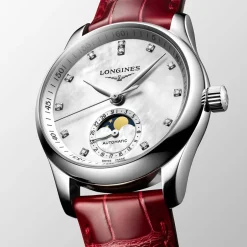 Discount Orologio Longines Master Collection Automatico Acciaio Bianco Pelle Rossa 34 mm Donna Orologi Longines Donna | Outlet Orologi