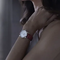 Discount Orologio Longines Master Collection Automatico Acciaio Bianco Pelle Rossa 34 mm Donna Orologi Longines Donna | Outlet Orologi